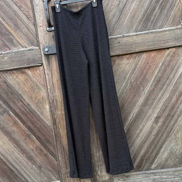 Zara Black Textured Straight Leg Pants S Drawstring Elastic waistbands - Picture 7 of 7